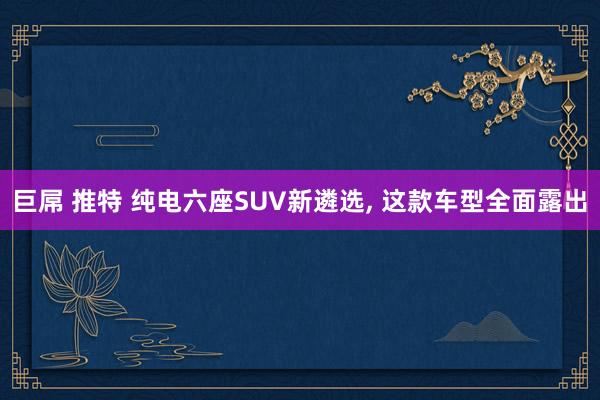 巨屌 推特 纯电六座SUV新遴选, 这款车型全面露出