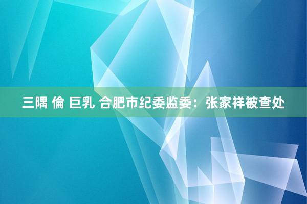 三隅 倫 巨乳 合肥市纪委监委：张家祥被查处